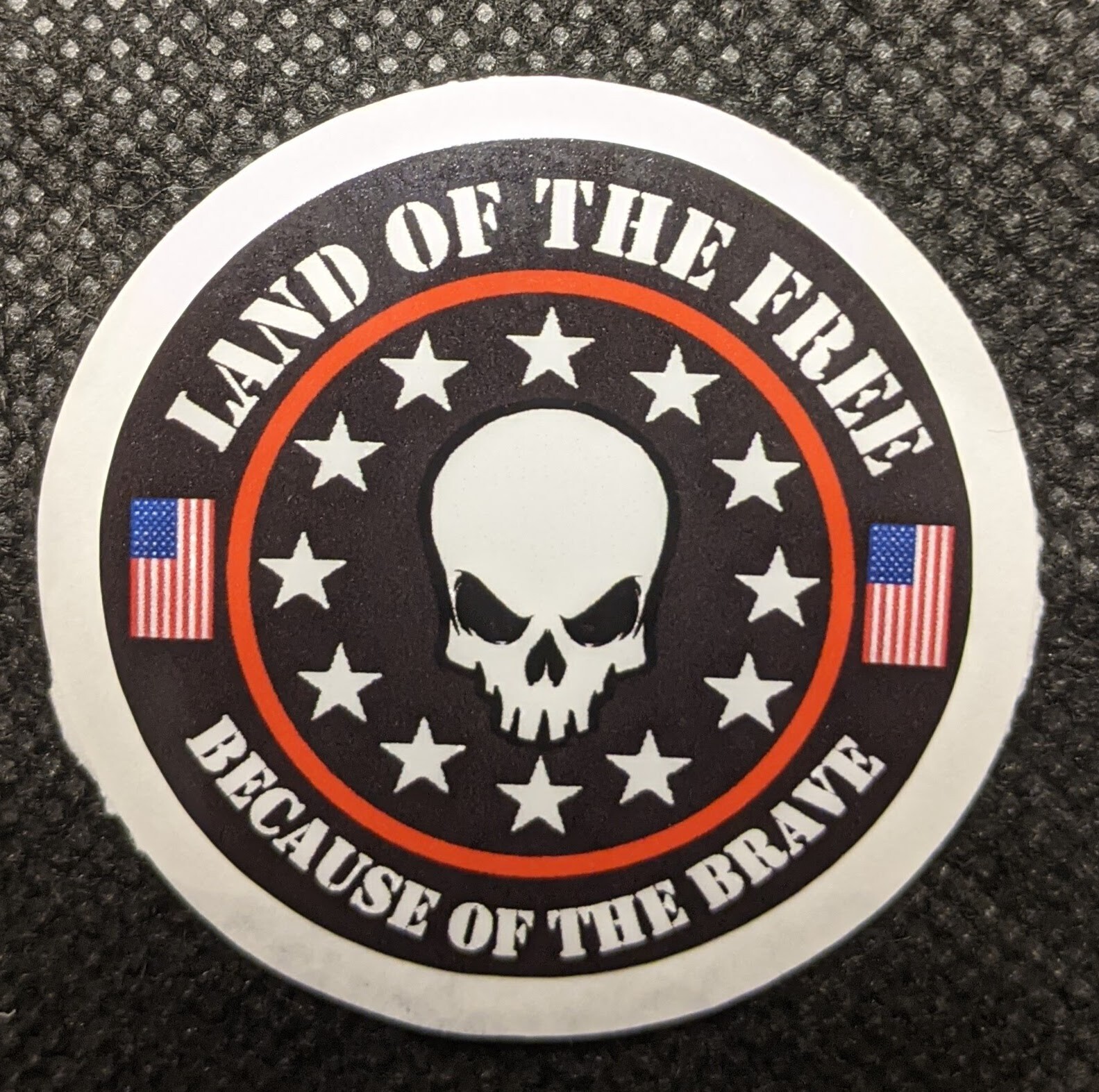 Land Of The Free Because Of The Brave Skull 1.75 inch Sticker Decal