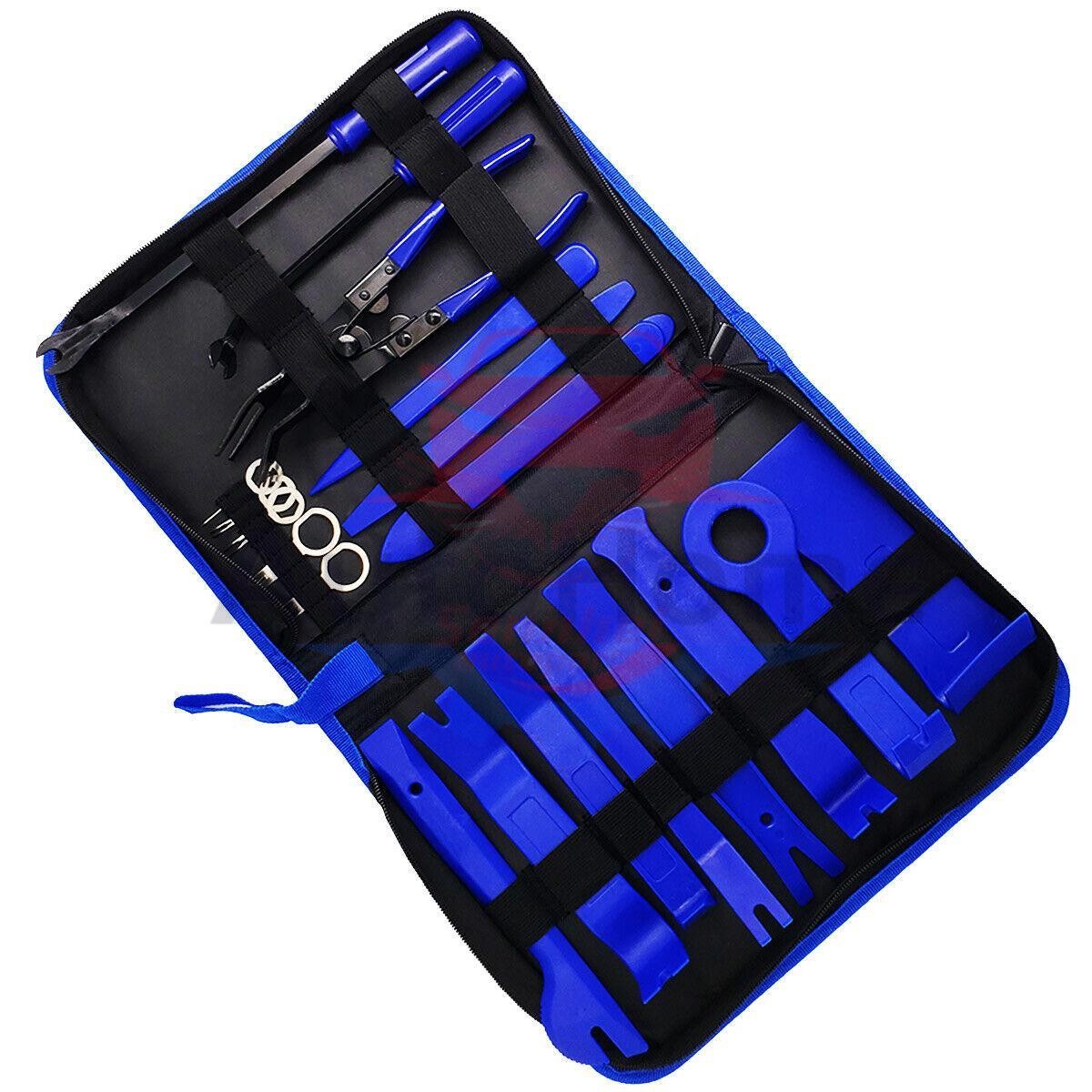 19pcs Car Trim Removal Tool Set Hand Tools Pry Bar Panel Door Interior Clip Kit