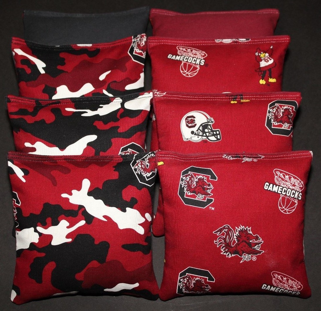 SOUTH CAROLINA GAMECOCKS 8 CORNHOLE BEAN BAGS/ BAGGO TOSS GAME Quality Handmade!