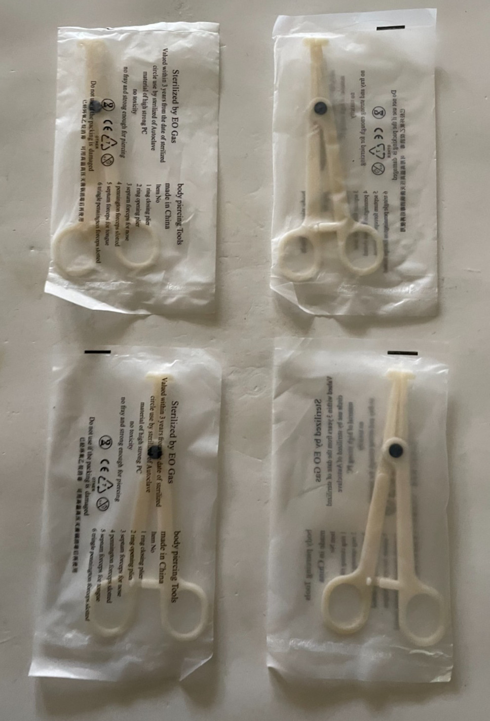 4X EO Gas Sterilized  Body Piercing Septum Clamp Plier Tool Disposable Sealed