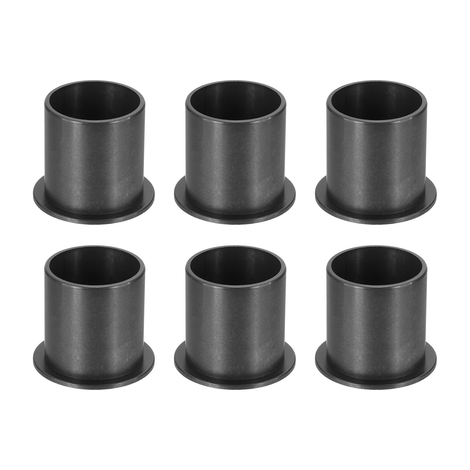 6Pcs Flanged Sleeve Bearing, ID 25mm x OD 28mm x Length 30mm POM Bushing, Black