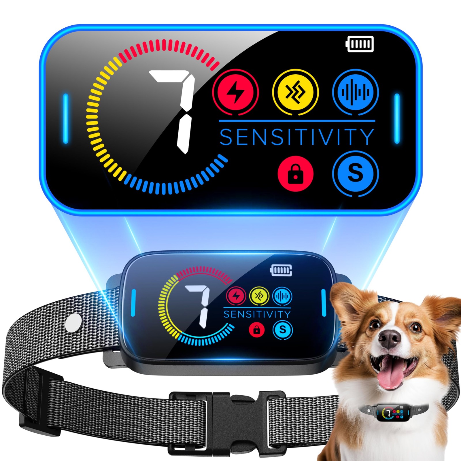 SLAYKAM Bark Collar For Large Medium Dogs Ultrasonic Dog Deterrent - TC012
