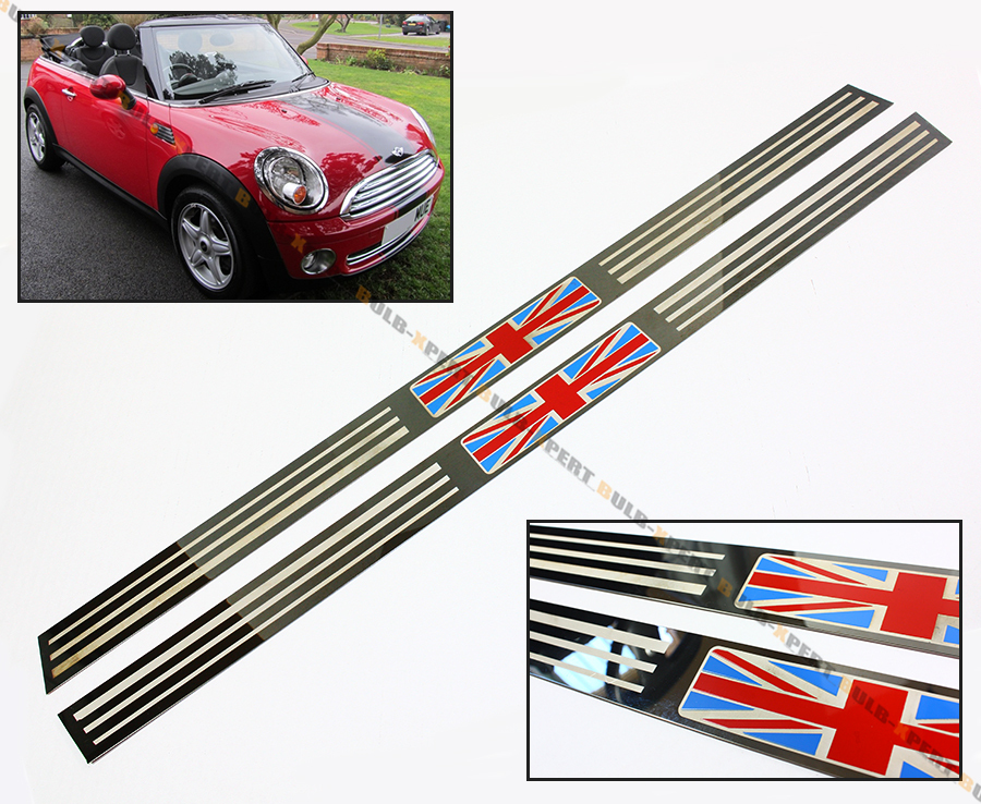 FITS 07-2014 R56 R57 MINI COOPER S UNION JACK LOGO POLISHED ENTRY DOOR SILL TRIM
