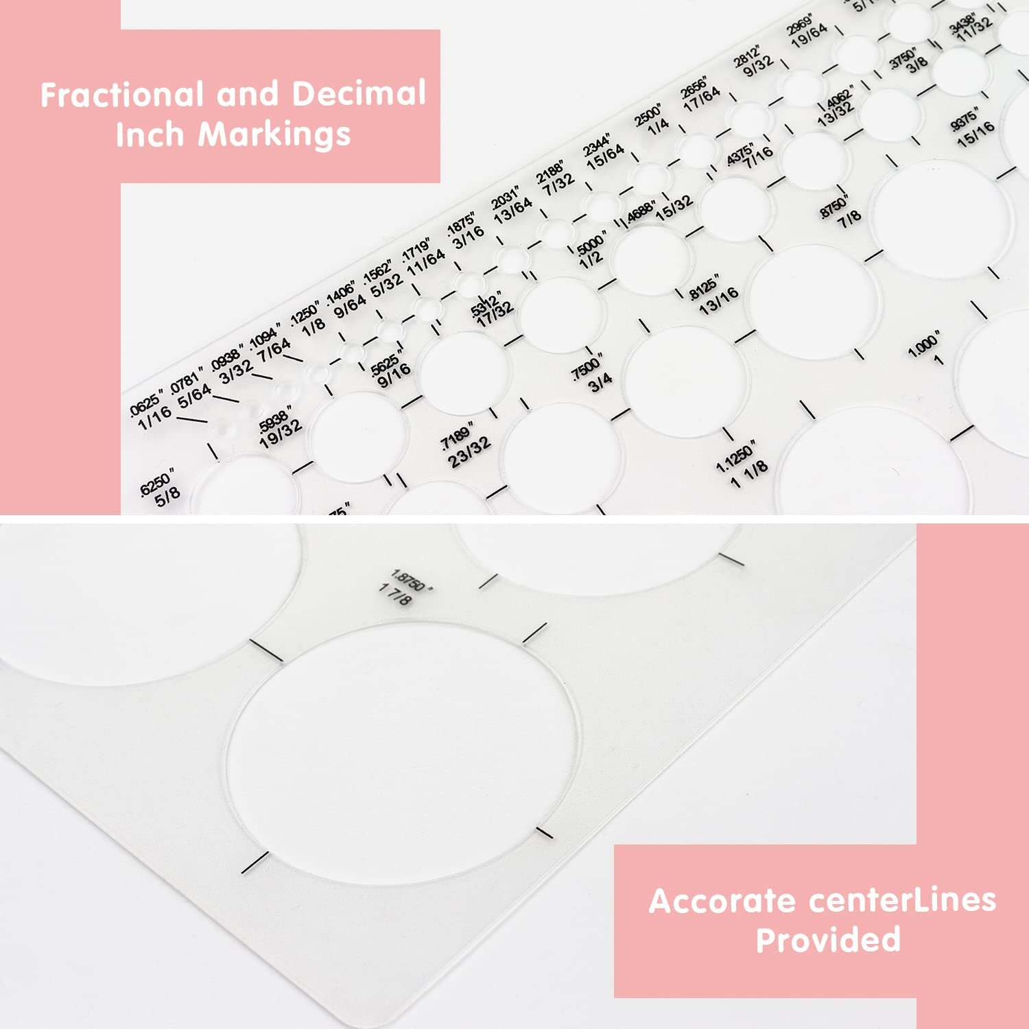 3 Pack Circle Template Round Stencil for Drafting Building Formwork Drawing