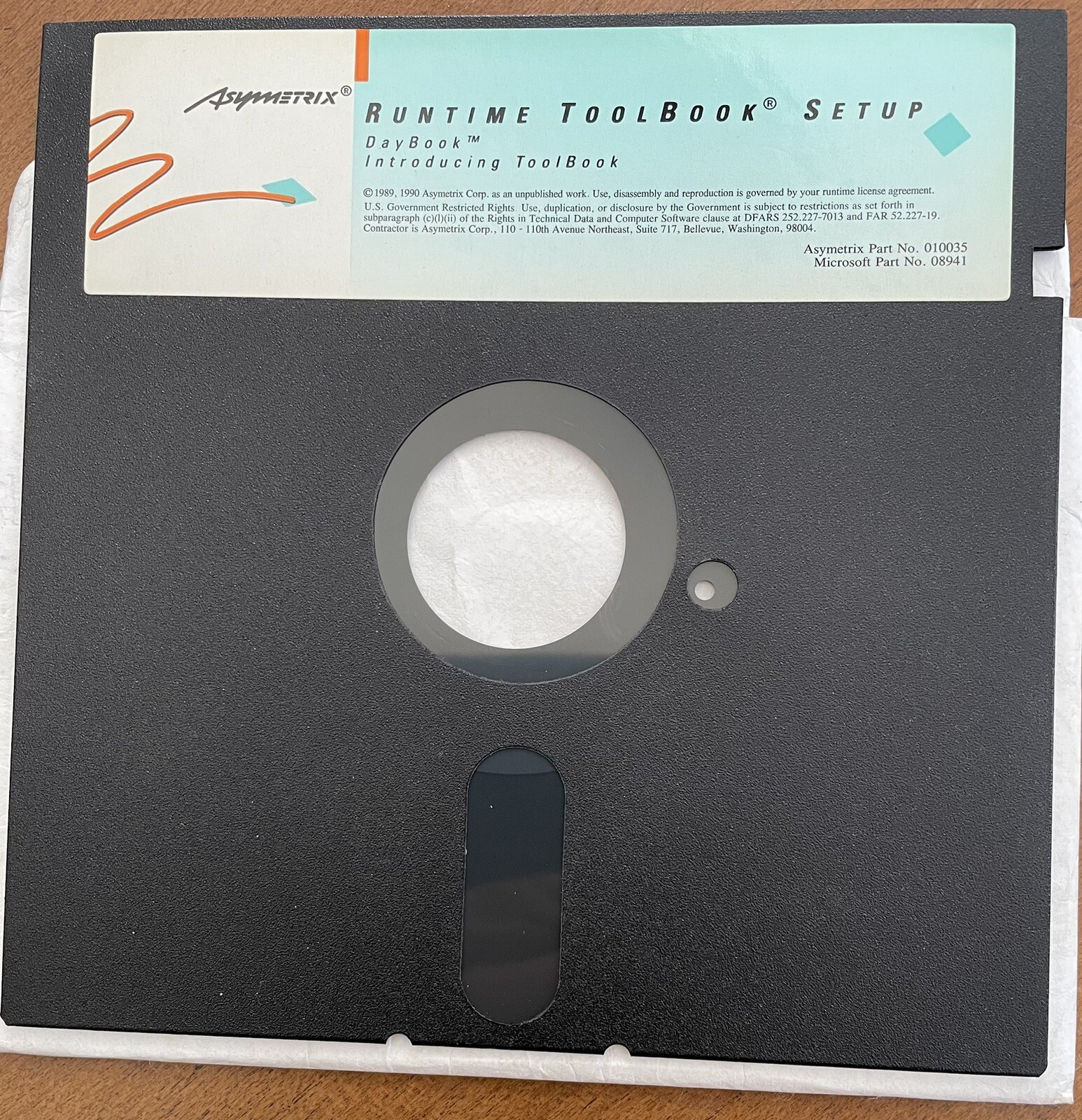 Vintage 1990 Asymetrix Runtime ToolBook Setup DayBook 5.25" Floppy Disk