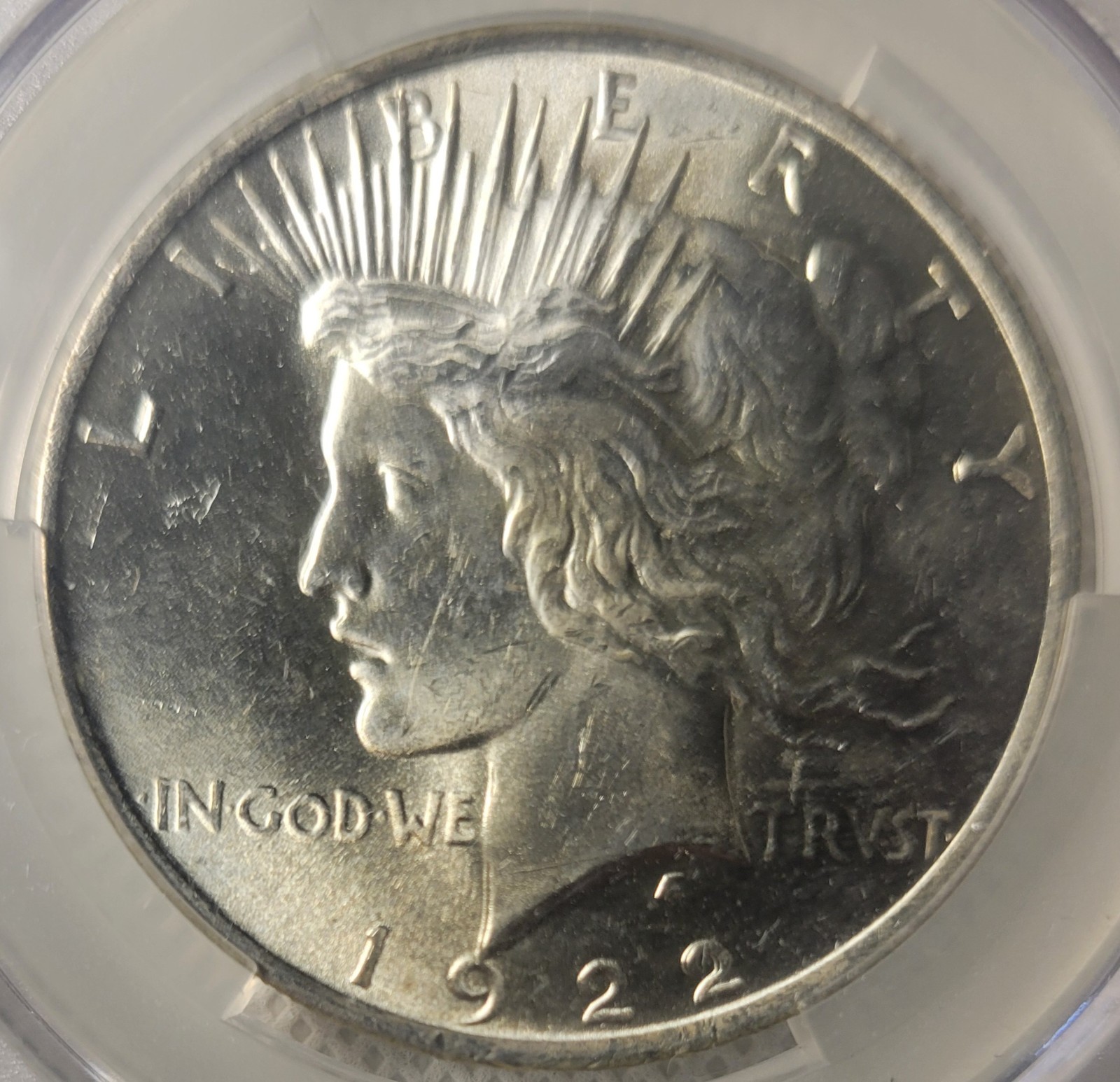 1922 silver peace dollar CACG MS 62