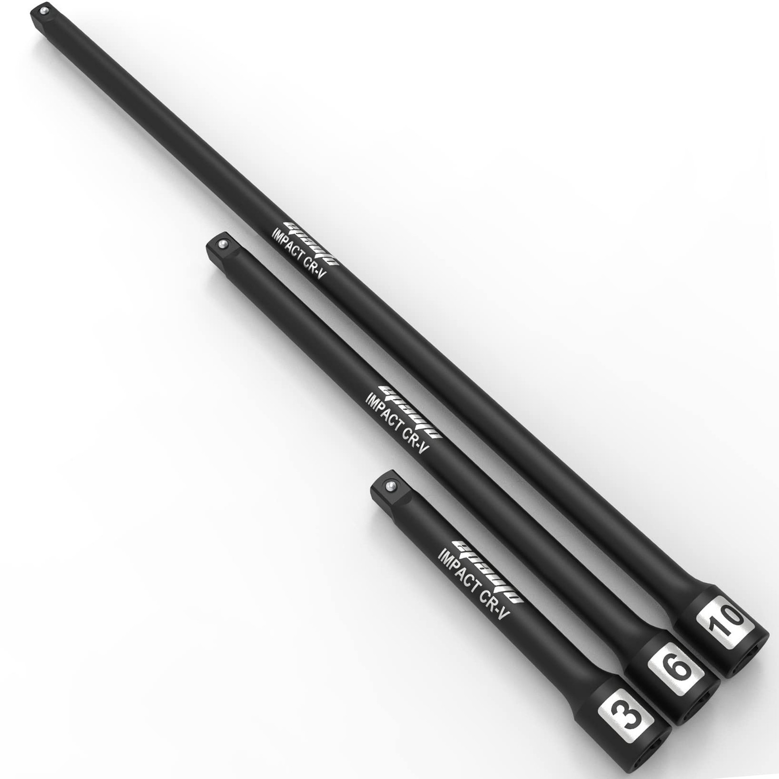 EPAuto 3 Pcs 1/4-Inch Drive Impact Extension Bar Set Drive, Black