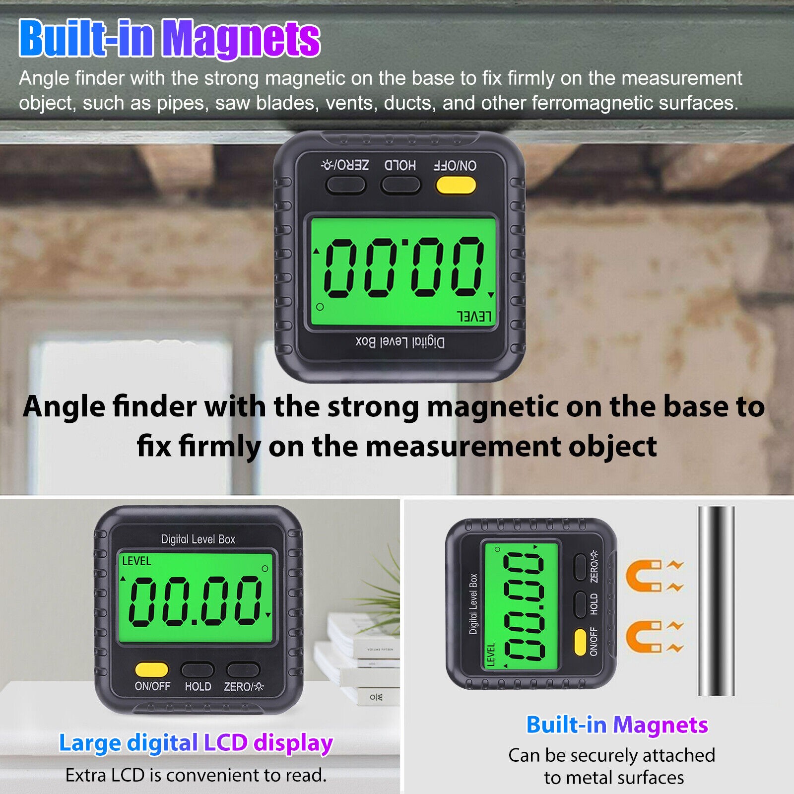 1 PC 4*90° Magnetic Digital Level Box LCD Angle Finder Protractor Inclinometer