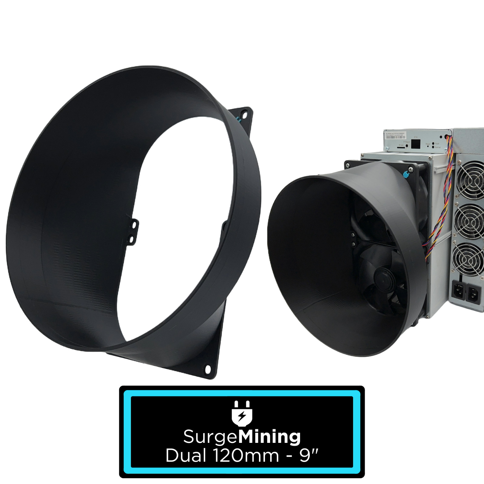 Dual 120mm to 9 Inch Max Fan Duct Intake Exhaust Silencer ASIC Crypto Antminer
