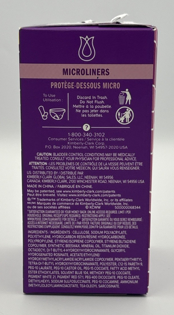 2 Poise Daily Microliners Lightest 54 Count Incontinence