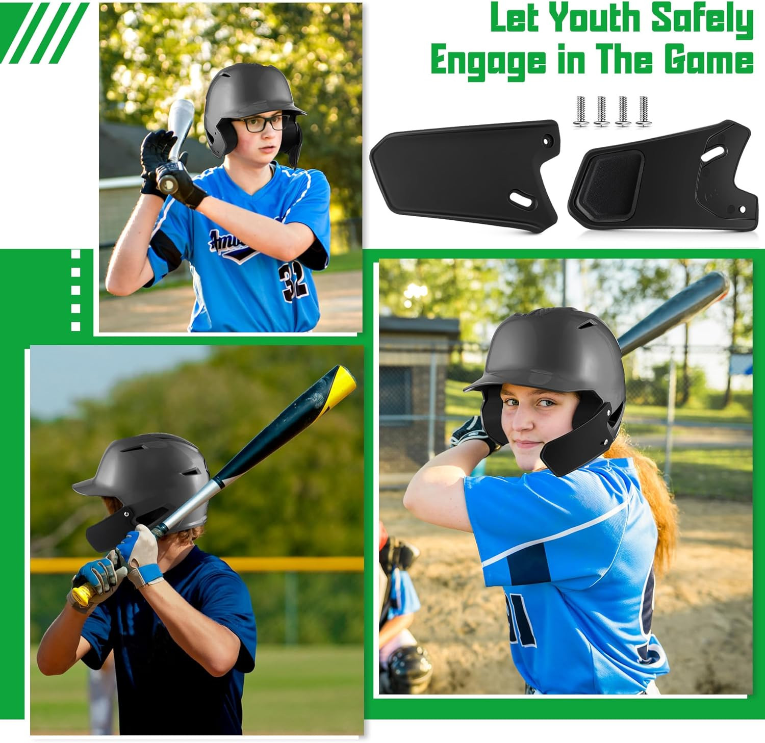 Batting Helmet Face Shield Compatible with Evoshield XVT Batting Helmets, Black
