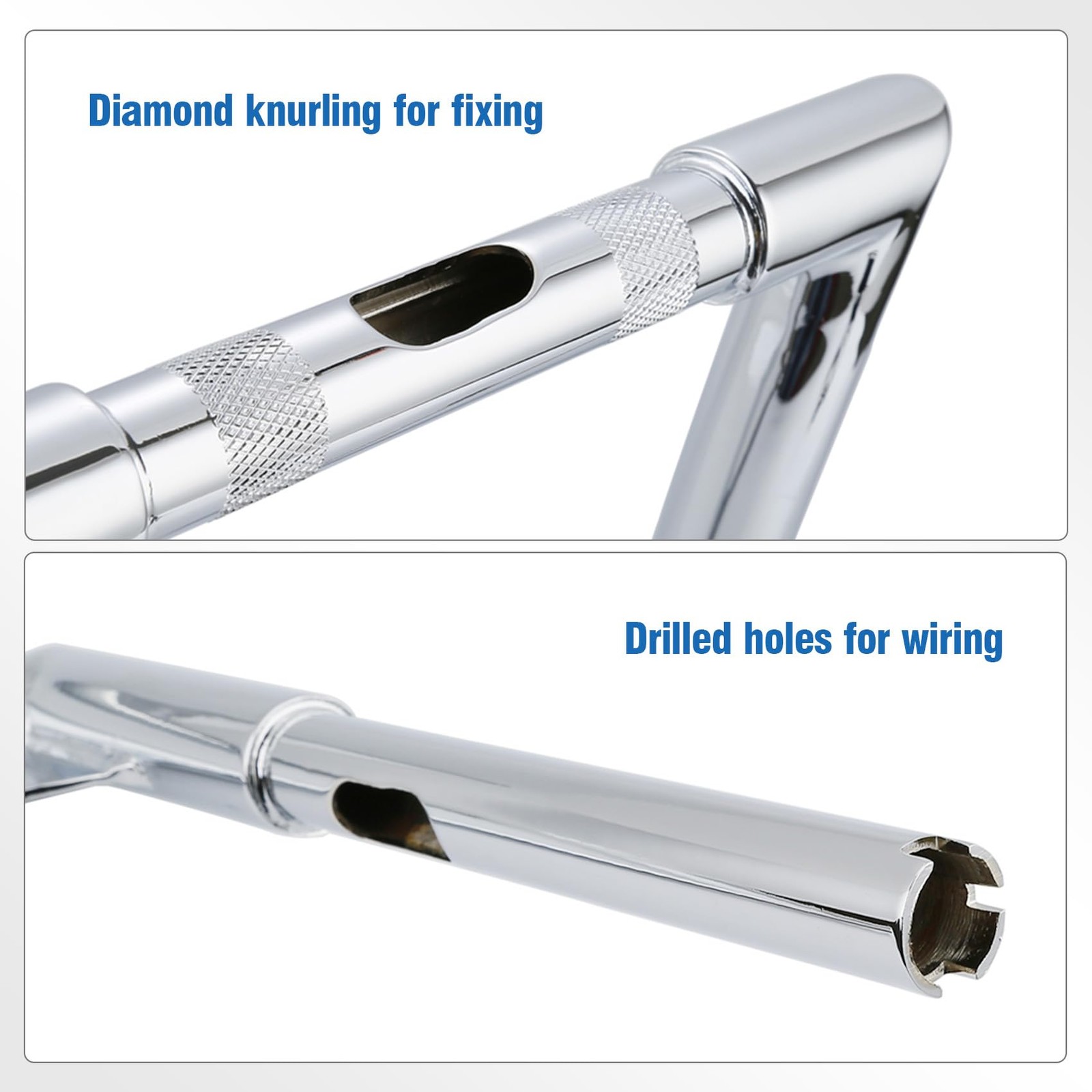 Chrome 14" Rise Batwing APE Handlebar 1-1/4" Hangers