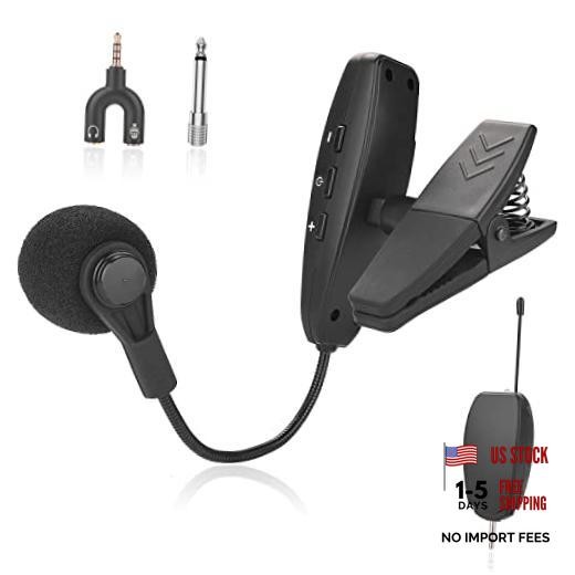 Wireless Microphone UHF Clip Condenser Mic Horn Trumpet Sax Cello | Instrument