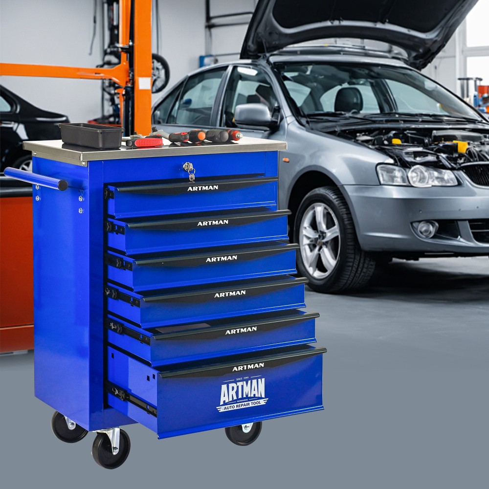 6-drawer multi-purpose tool cart with lockable toolbox suitable for garage&homes