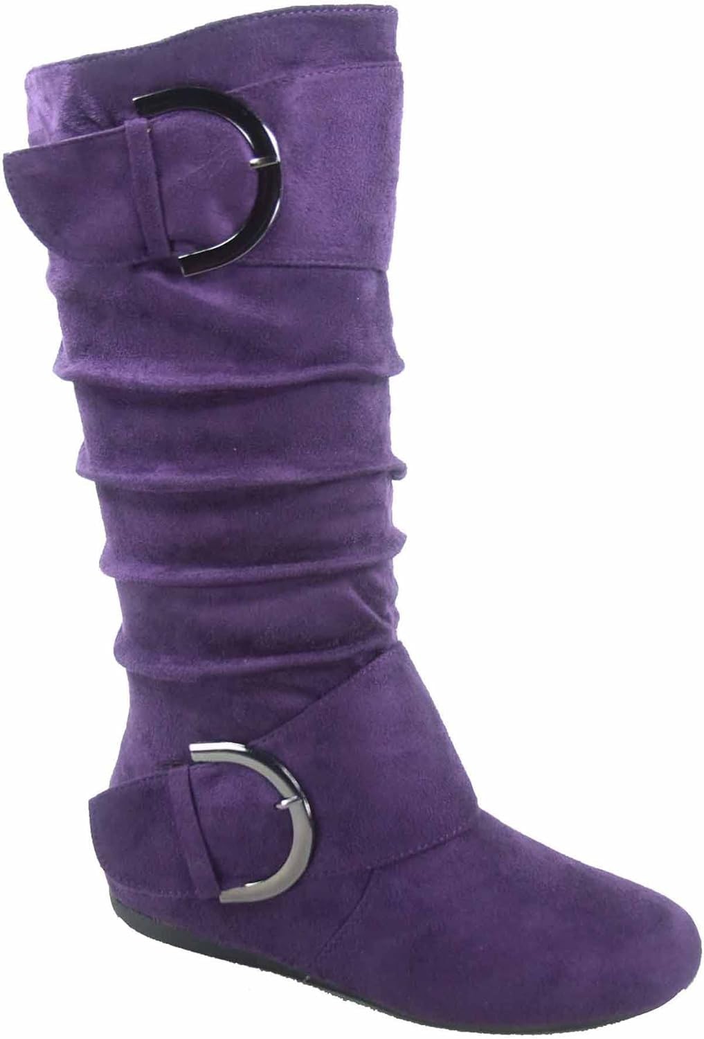TOP Moda Bank-81 Women's Fashion Round Toe Flat Heel Zipper Buckle Slouchy...