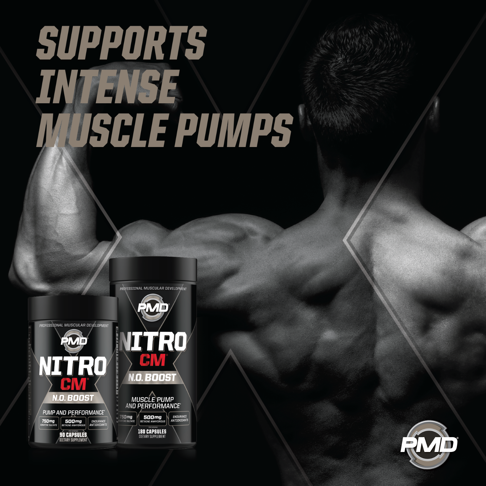 NITRO CM - Nitric Oxide Formula for Muscle Pumps & Performance - (180 Capsules)