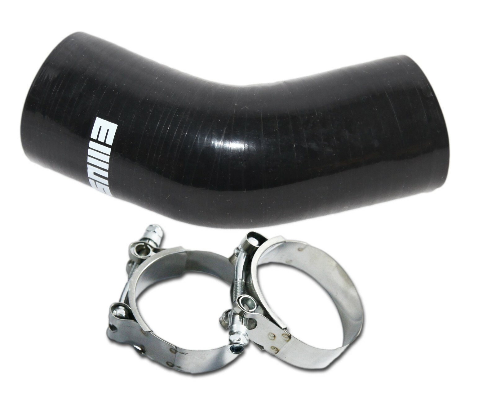 10SET Universal BLACK 4PLY 1x45 Degree 2.5"ID Silicone+2xStainles Steel T-clamp