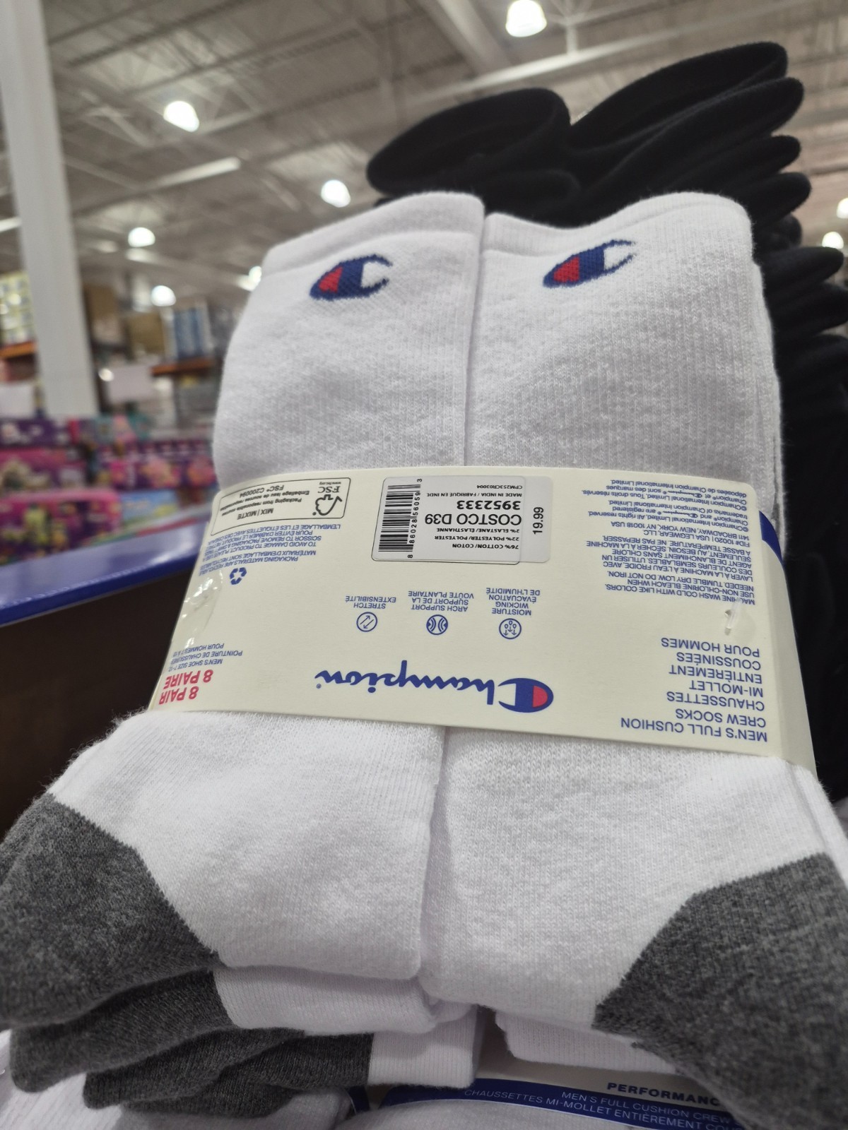 A NEW  Champion High Performance Sock, White, 8-pack NO TARIFFE