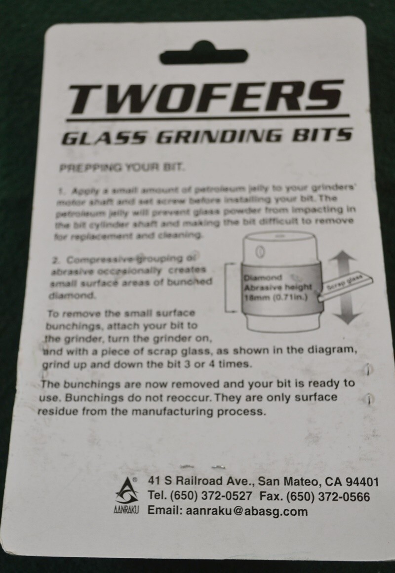 3/4" Twofers Glass Grinding Bits, 2-Pk, 600 Grit