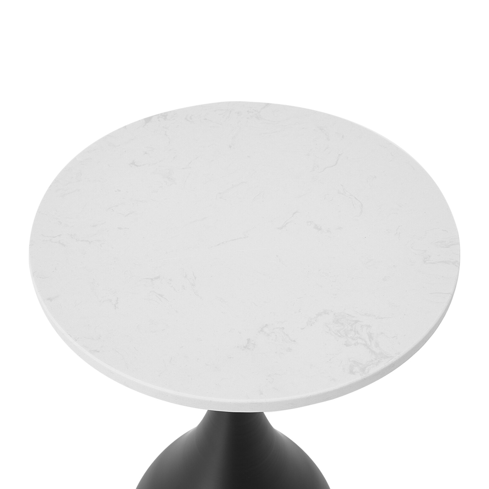 13.78 Inch Marble Sofa Side Table Modern Round Accent Table For Small Spaces