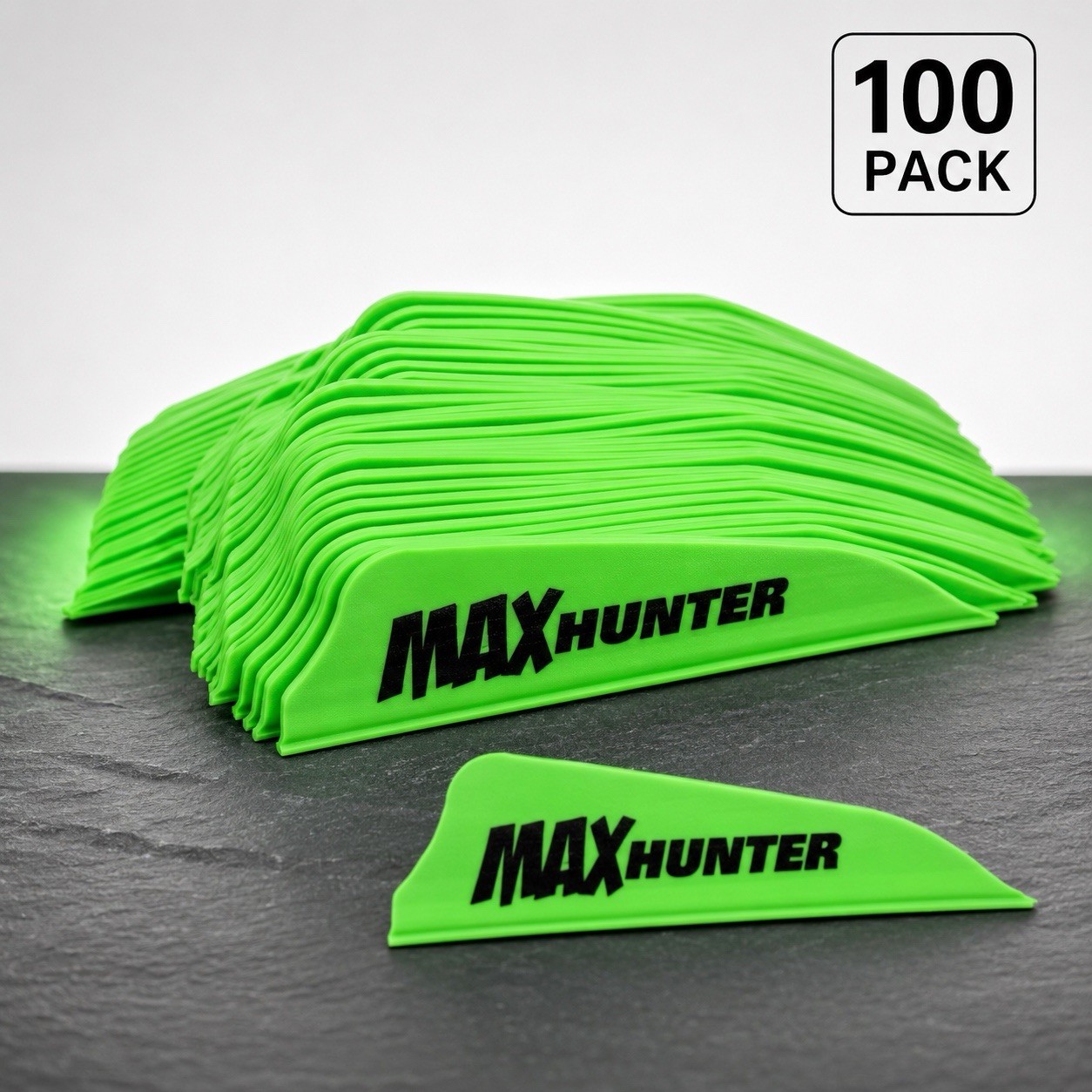 AAE Max Hunter 2.1in Arrow Vanes Bright Green Archery Fletching - 100 Pack