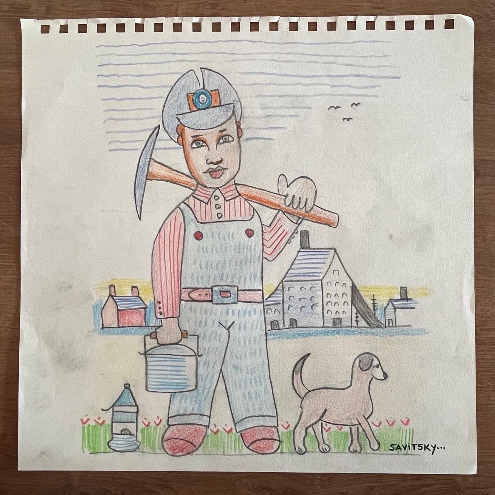 John Savitsky  Drawing on paper (Handmade) signed and stamped