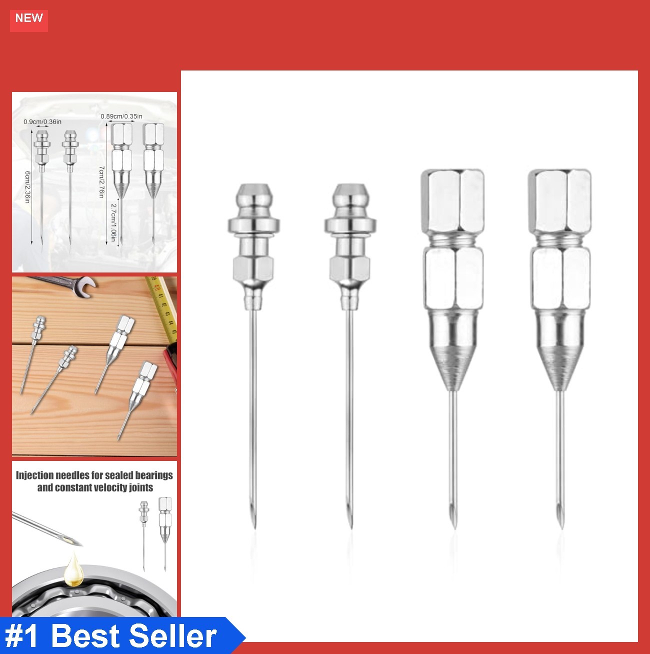 4pcs Grease Gun Needle Nozzle Grease Needle Grease Fittings Tool Detachable G...