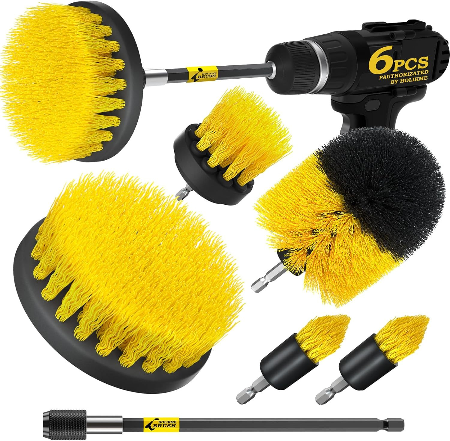 Holikme 6Pack Drill Brush Power Scrubber Cleaning Brush Extended Long Attachment