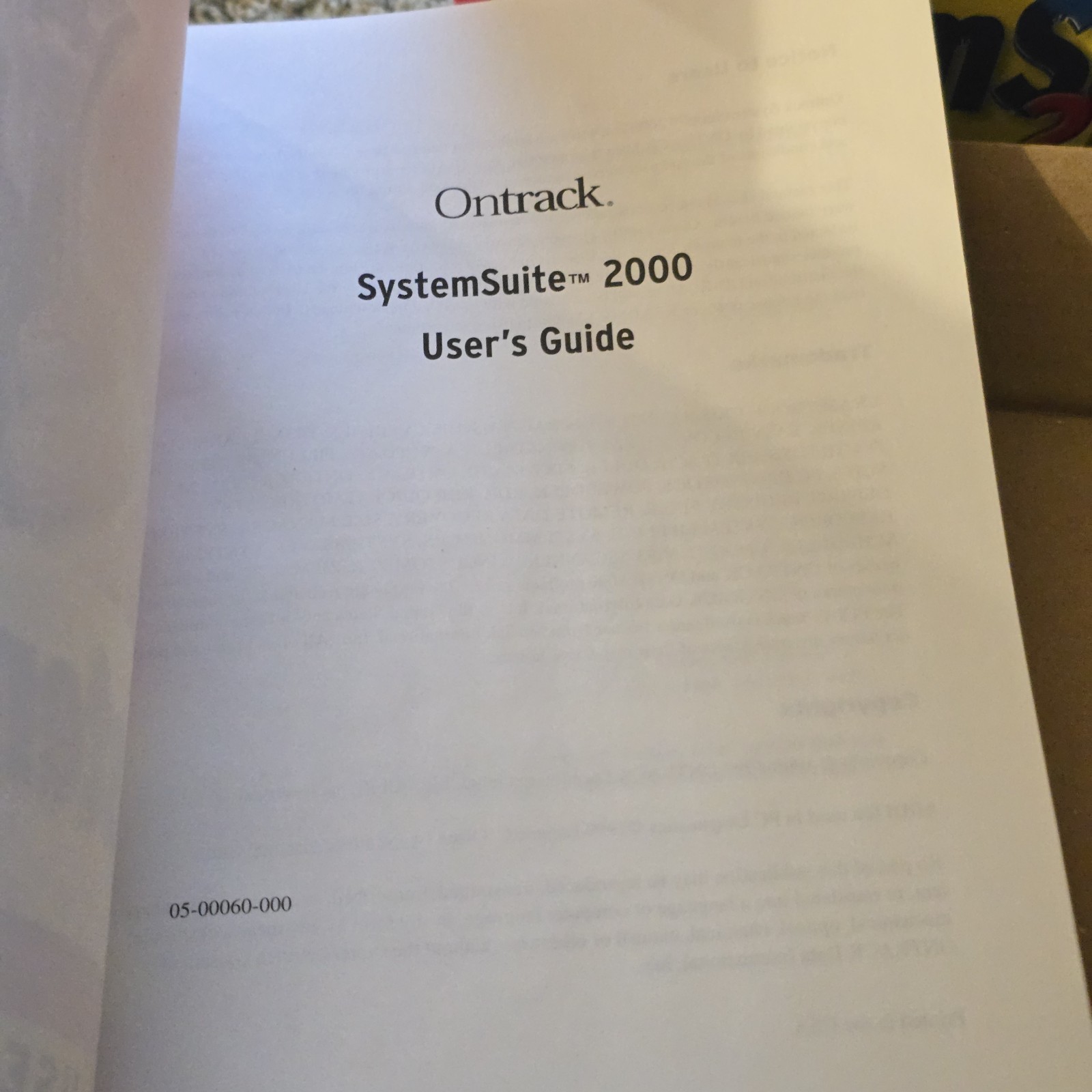 Ontrack SystemSuite 2000 Windows 98/95/2000 W/User Guide Big Box PC CD Rom/Disk