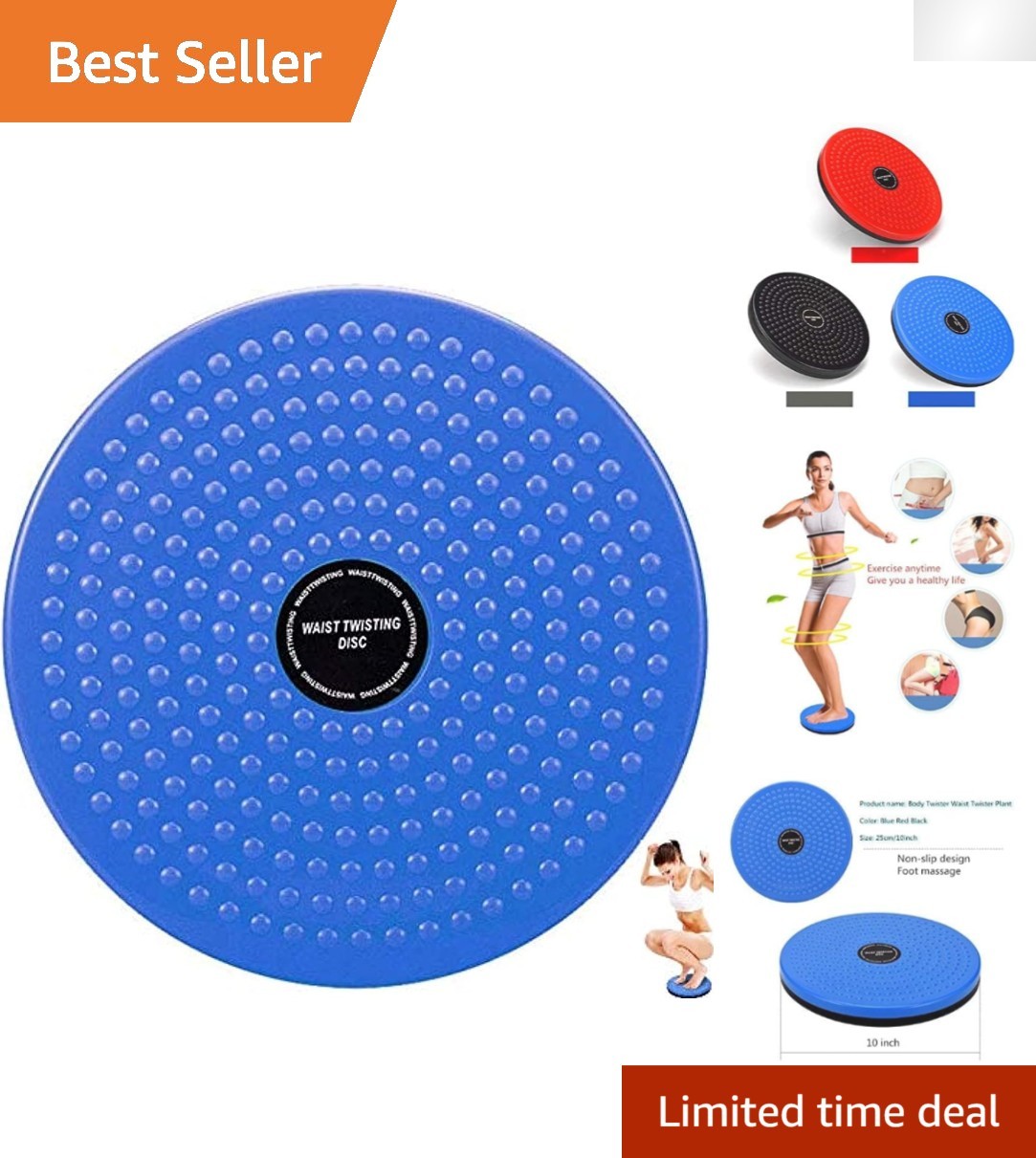 Blue Waist Twister Disc Trainer: 300 lb Capacity for Weight Loss & Massage