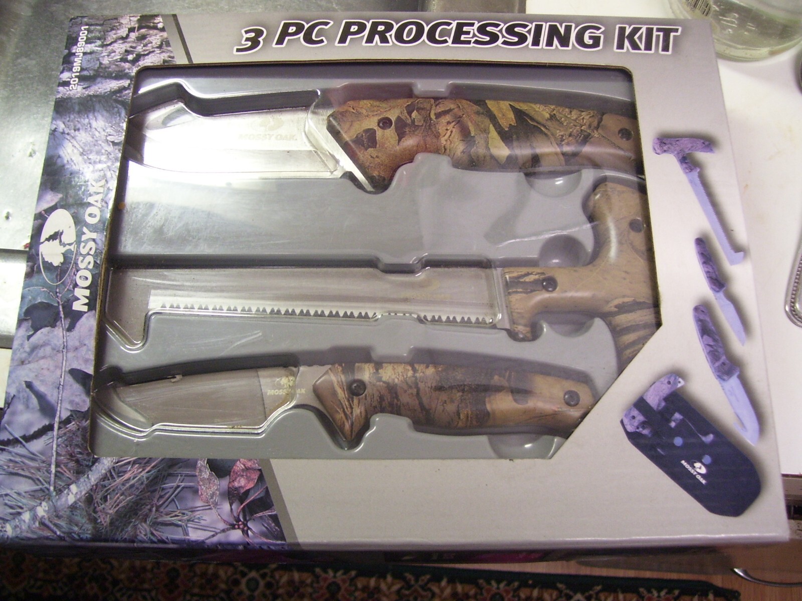 MOSSY OAK 3 PIECE PROCESSING KIT KNIFE SET 2019MJ89001 WITH NYLON SHEATH