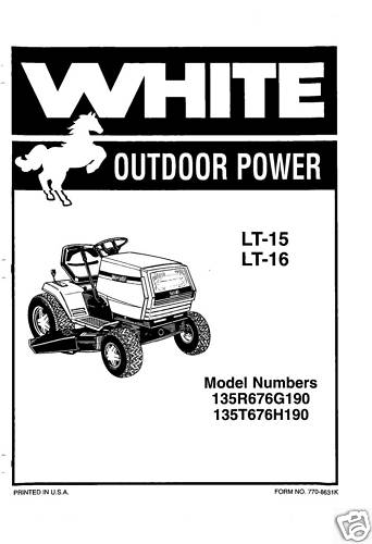 White LT-15 & LT-16 Lawn Tractor Owners Manual