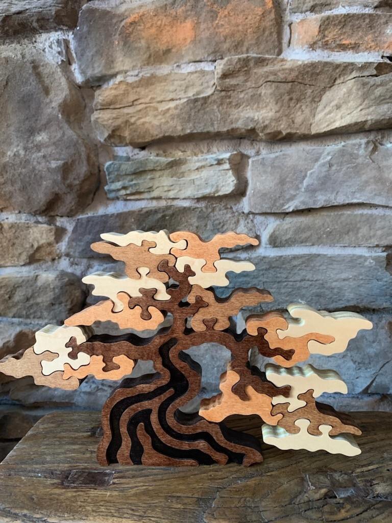 LARGE Survivor Challenge Natural  Shade Tree Wood Puzzle Toy Made in the USA Art