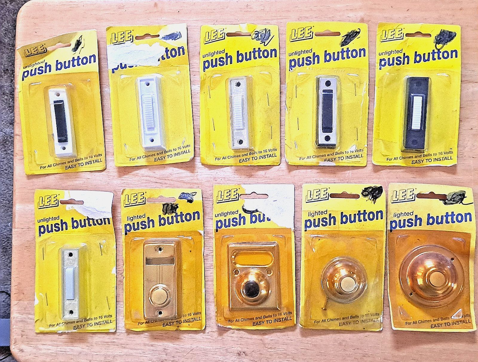 Lot of 10 LEE PUSH BUTTON UNLIGHTED DOOR BELL BUTTON NEW NOS FREE SHIPPING