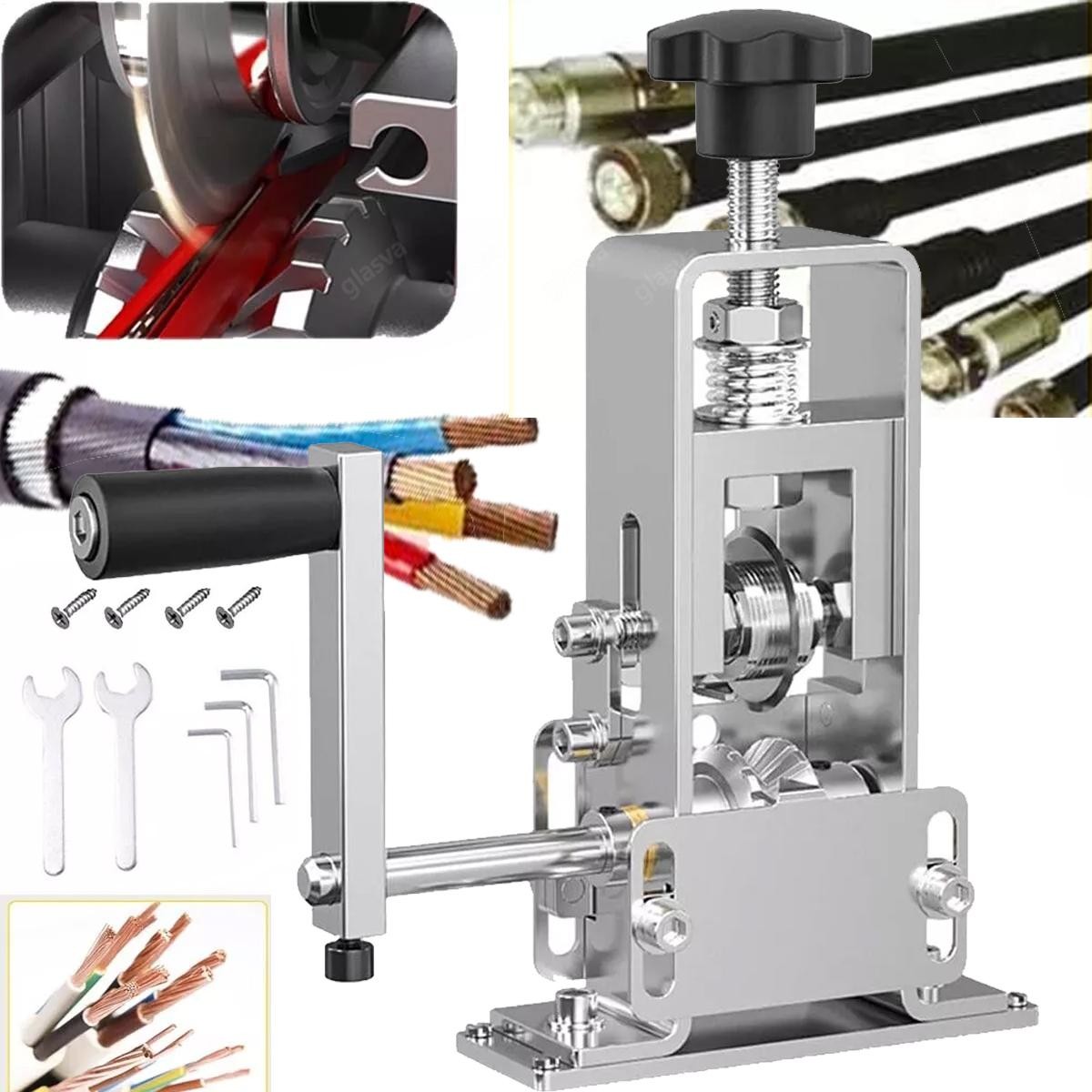 Manual Wire Stripping Machine Portable Cable Stripper 1mm to 25mm Hand Crank US