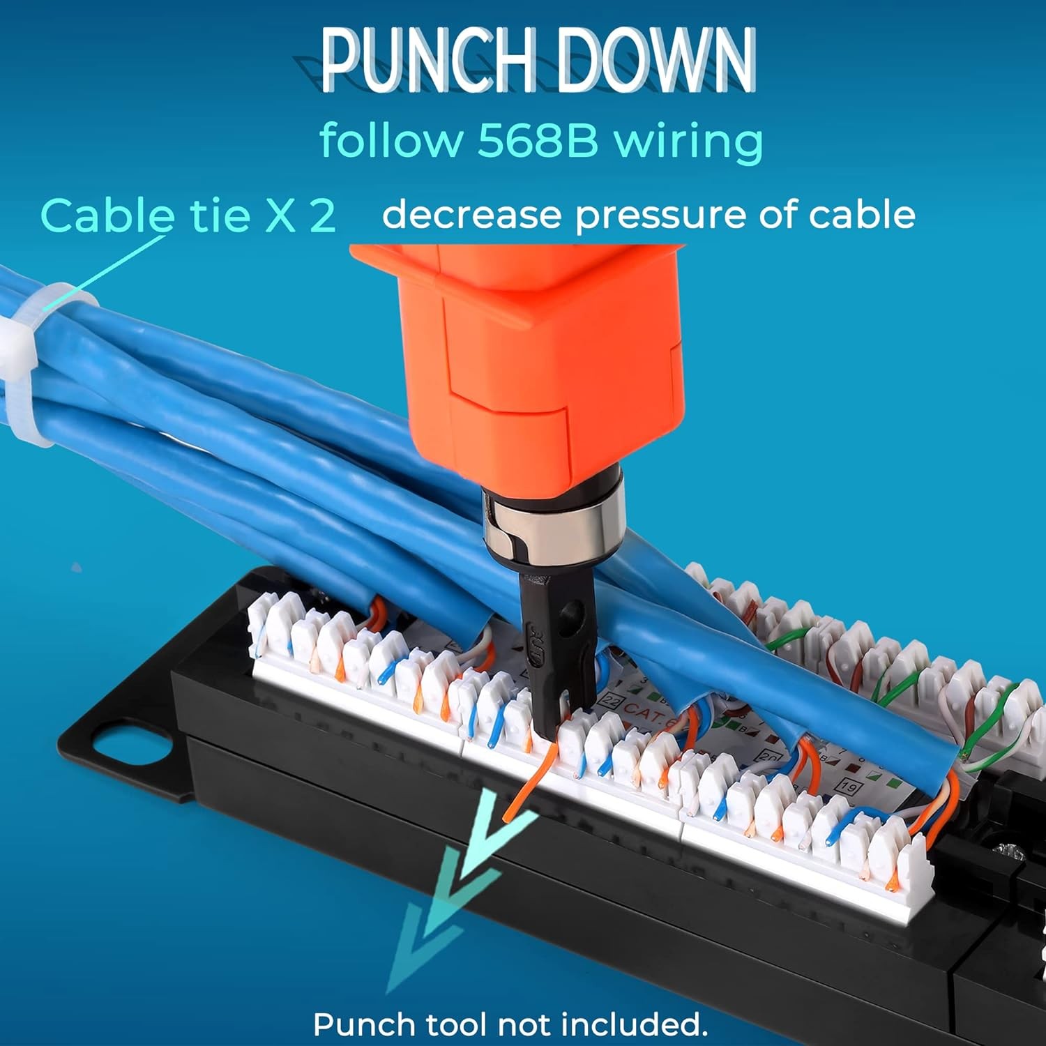 Cat6 Patch Panel 12 Port 10G Network Wallmount 1U Ethernet Punch Down Block