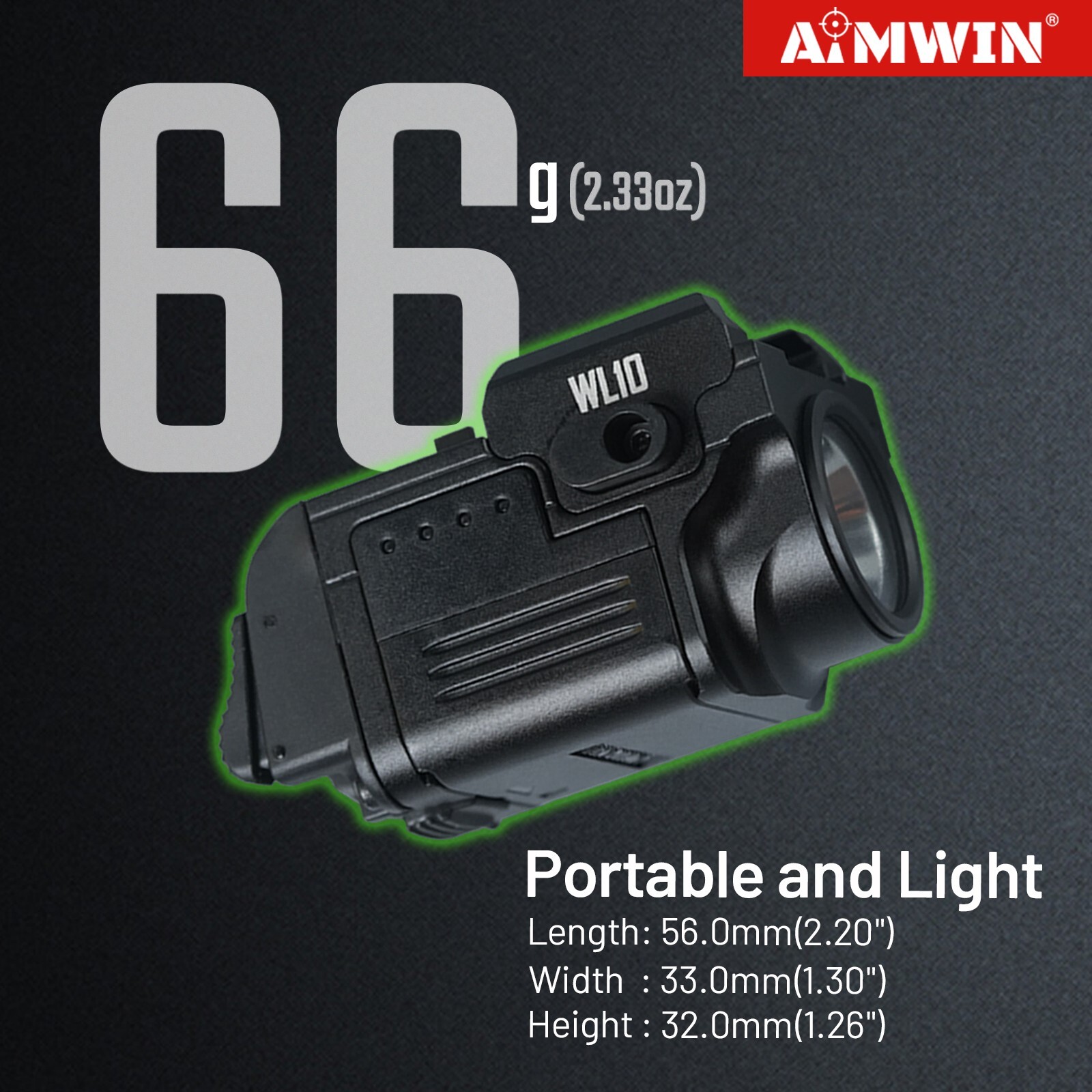 AIMWIN WL10 Tactical Weapon Light 900 Lumens Compact Rail Mounted for Glock 1913