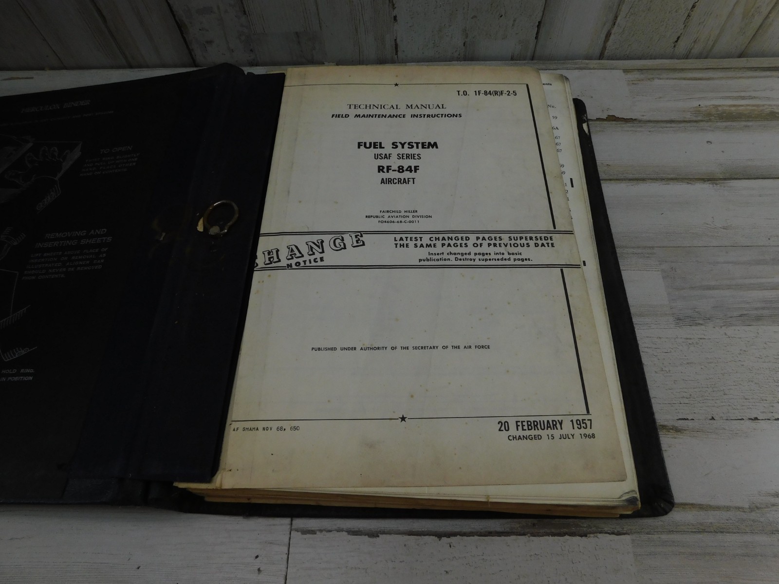 Vtg Technical Fuel System RF-84F Aircraft 1968 Change Manual
