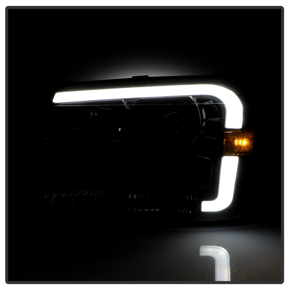 2002-2009 Chevy Trailblazer Black LED Tube Projector Headlights Pair Left+Right
