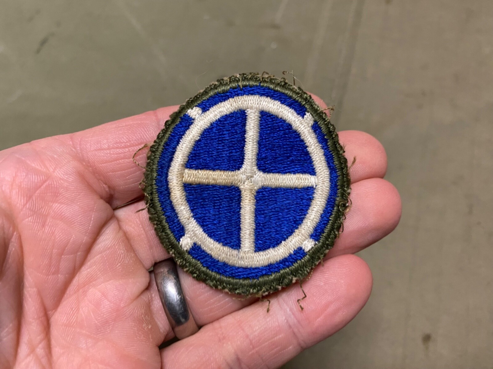 ORIGINAL WWII US 35TH INFANTRY DIVISION SLEEVE INSIGNIA PATCH-OD BORDER