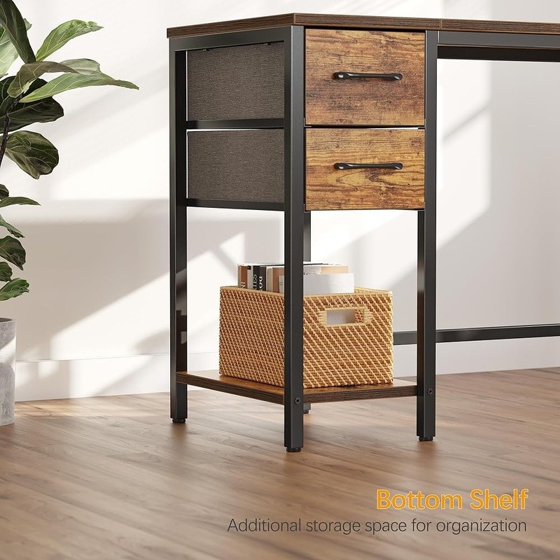 Reversible Small Computer Desk W/ Ample Storage & Easy Assembly Drawers New