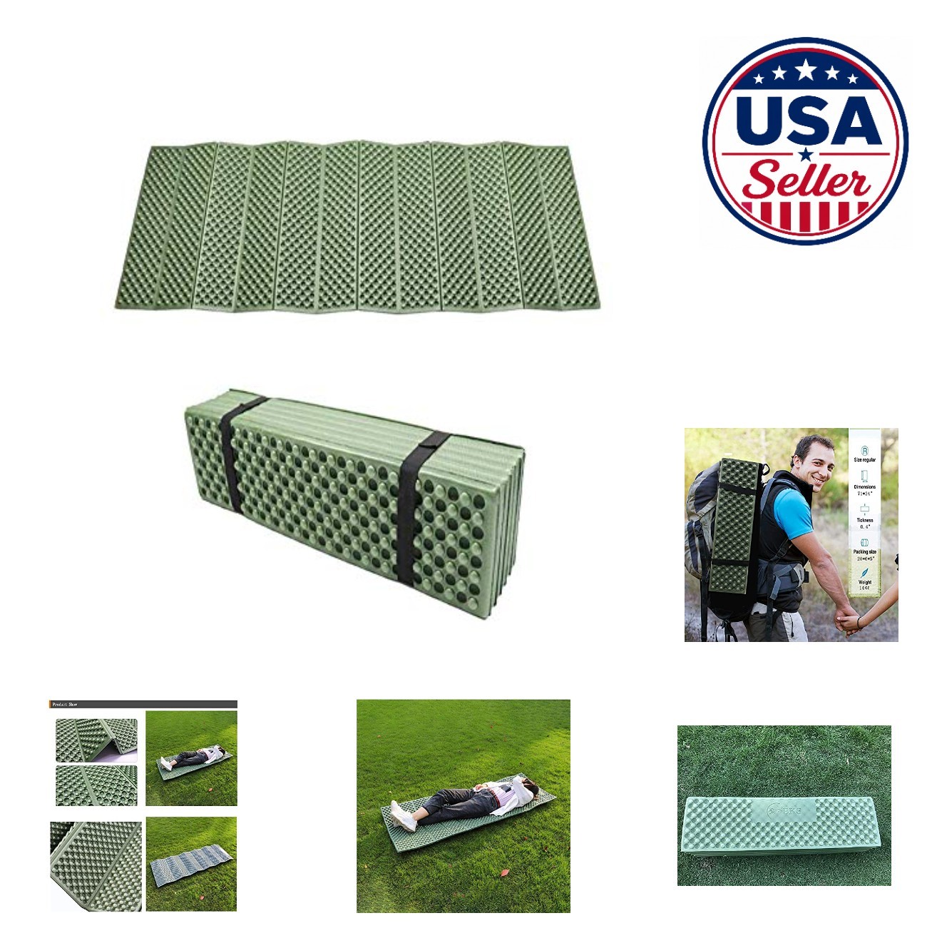 Egg Crate Foam Sleeping Pad 73x22 Inch Ultralight Portable Camping Hiking