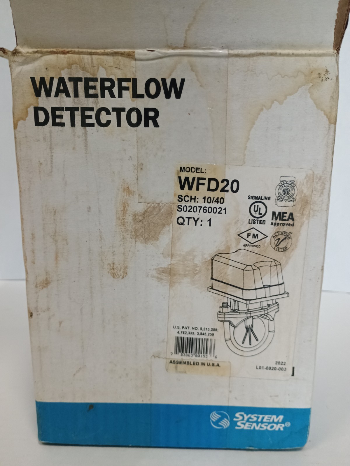 System Sensor Waterflow Detector WFD20 Vane Type NEW OPEN BOX