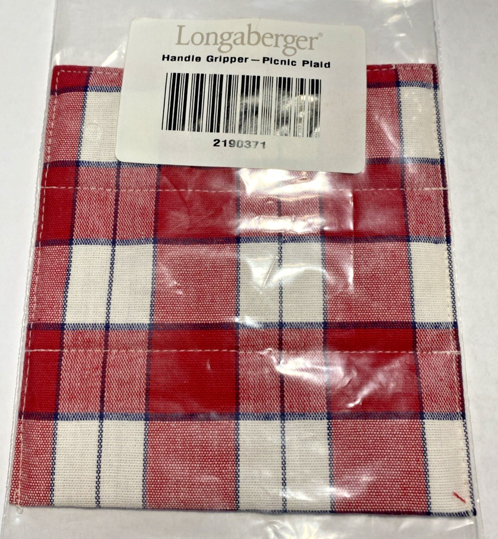 New LONGABERGER Red & White PICNIC PLAID Handle Gripper -Patriotic#2190371 -