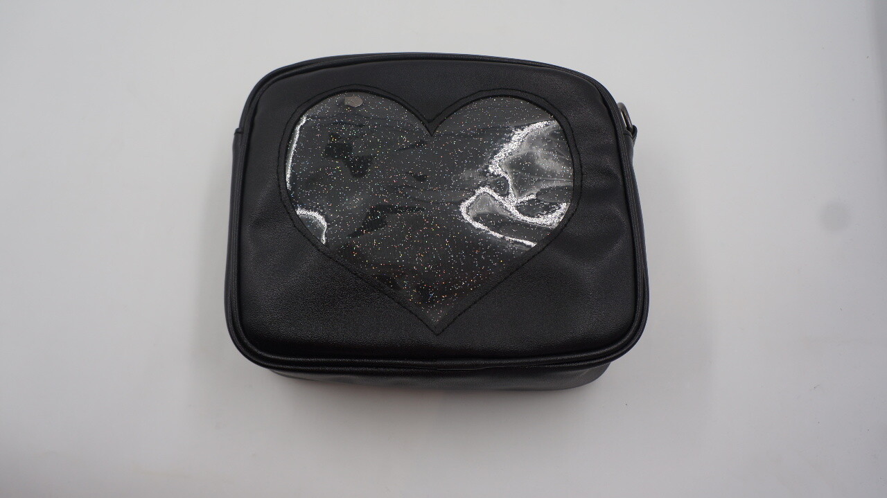 GIRLS BLACK SMALL WALLET PURSE WITH HEART
