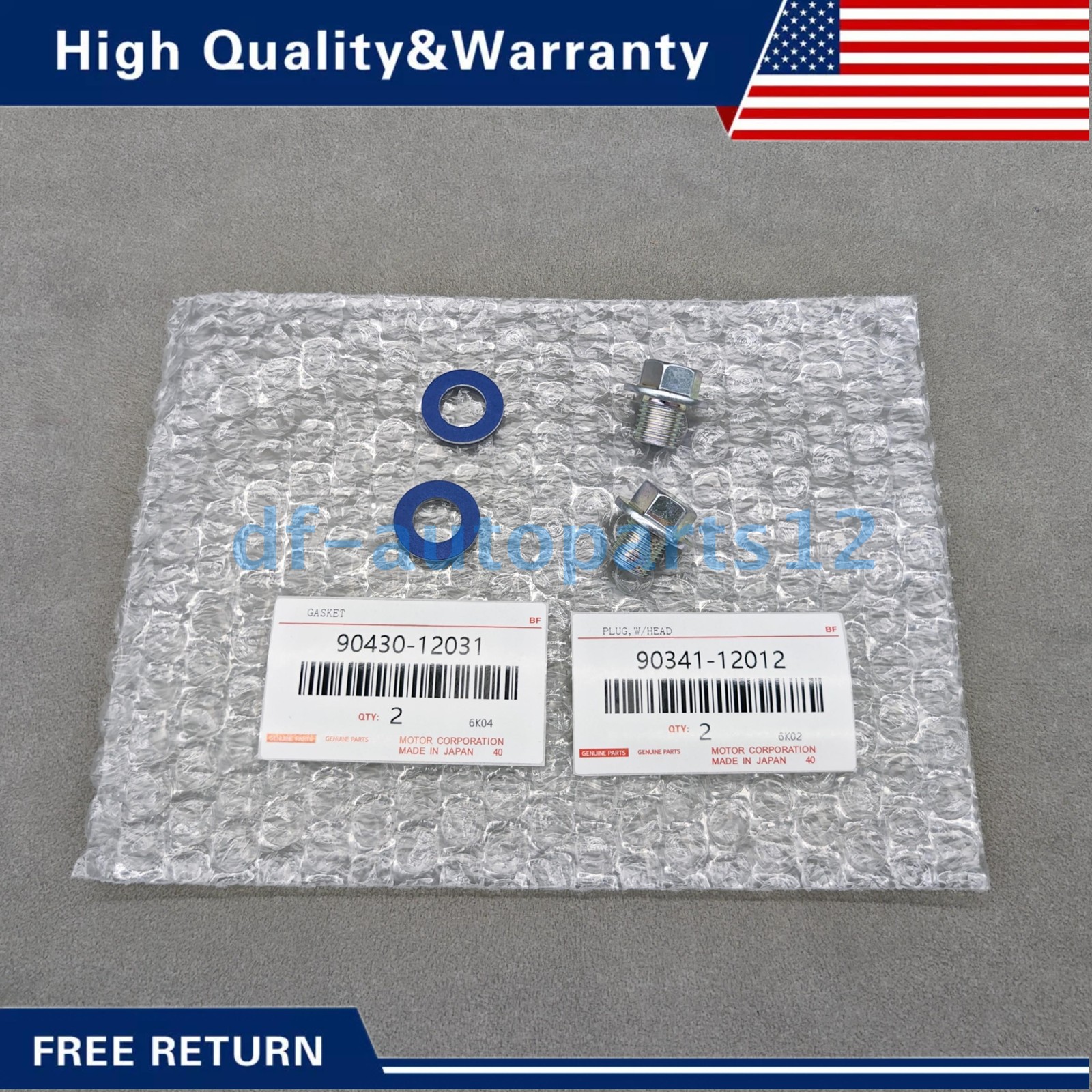 OEM 2Pcs Oil Drain Plug 90341-12012 + Gasket 90430-12031 Fit For Toyota Lexus