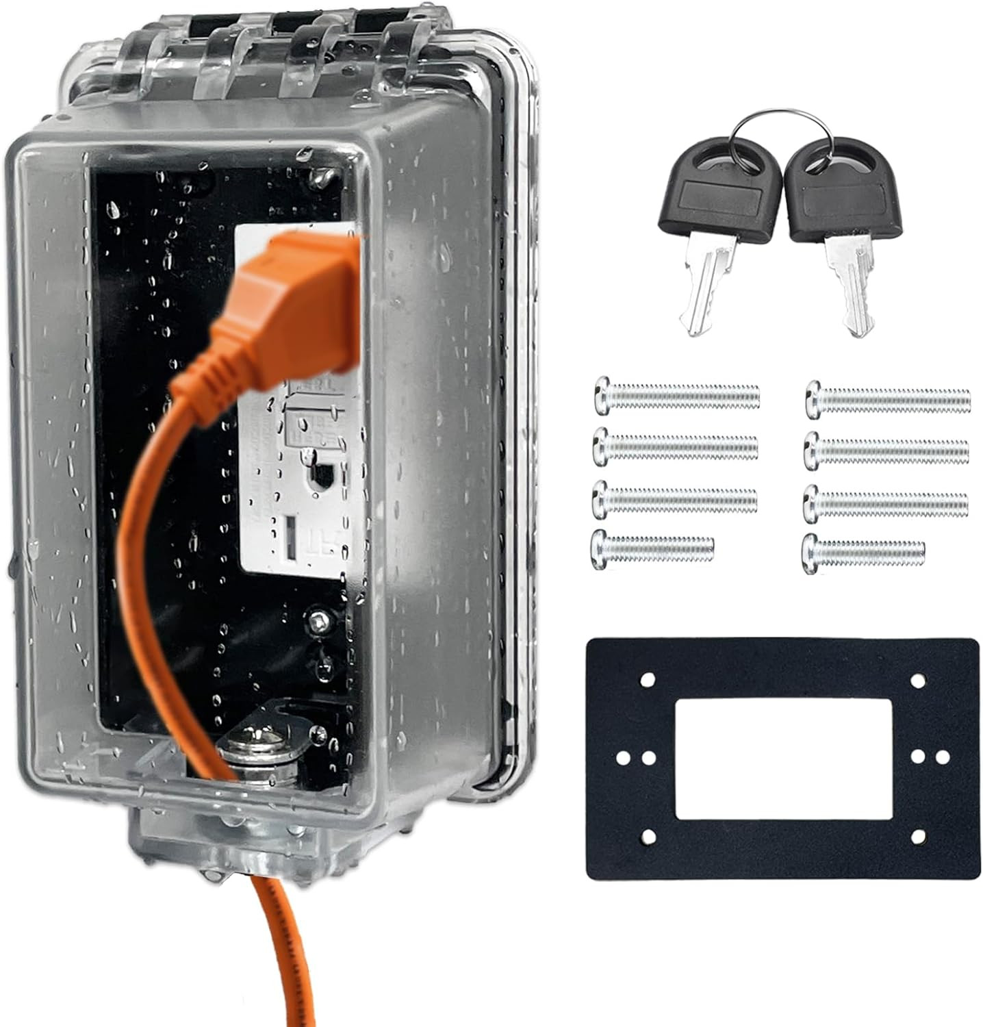 Universal Weatherproof Electrical Outlet Cover with Lock, Baby Proof Outlet Lock