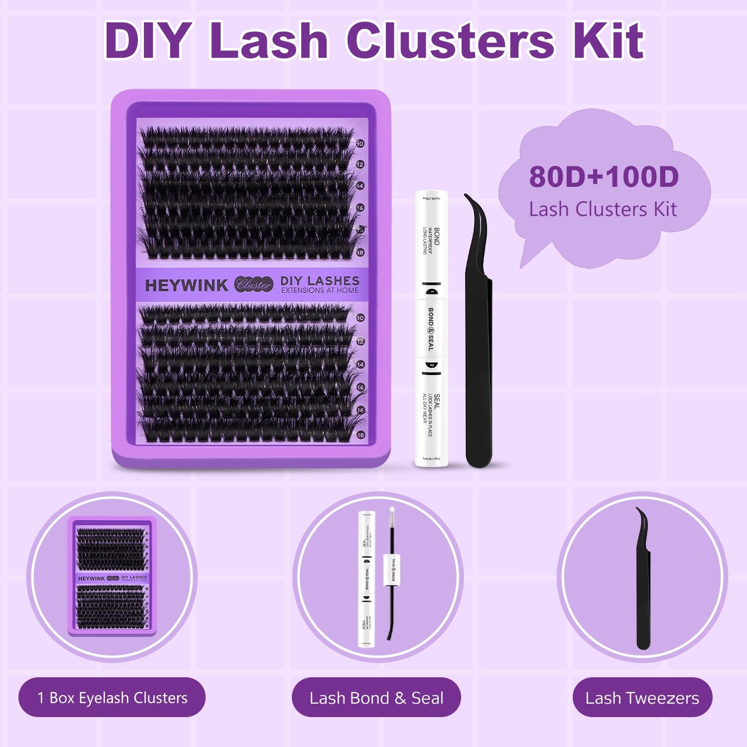 Lash Clusters Kit 80D 100D Individual Lashes D Curly Cluster Eyelash Extensio...