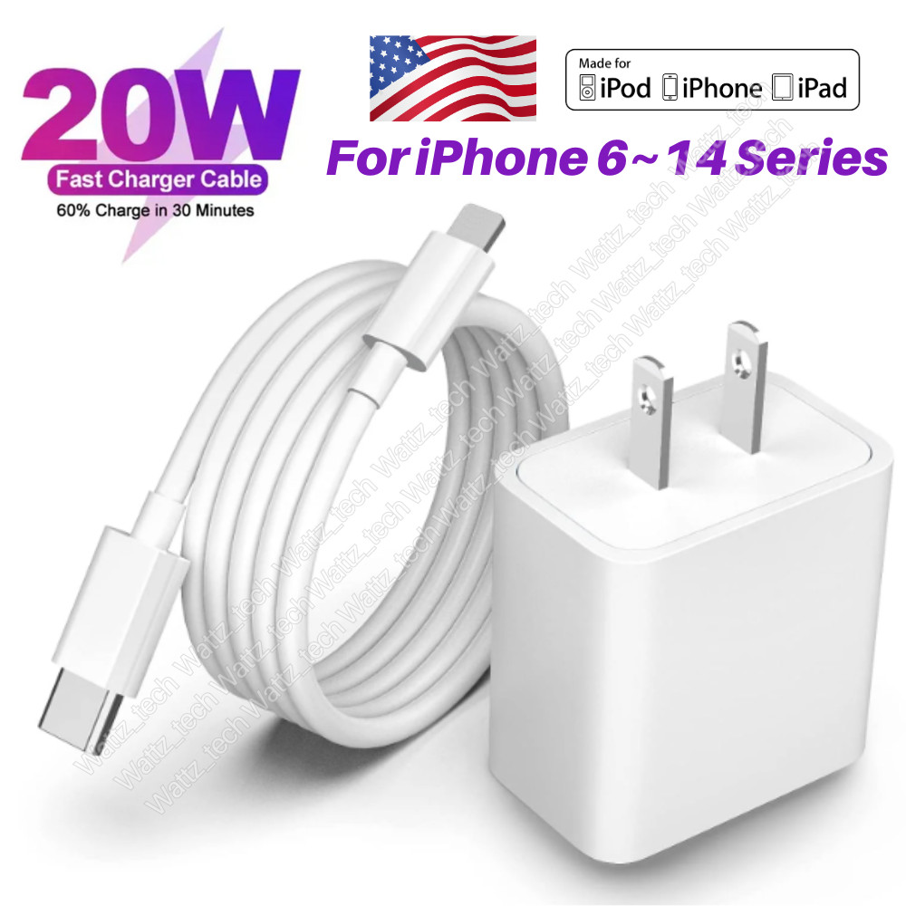 For Apple iPhone 14 13 12 11 XR SE Charger 20W PD USB-C Type Fast Charging Cable
