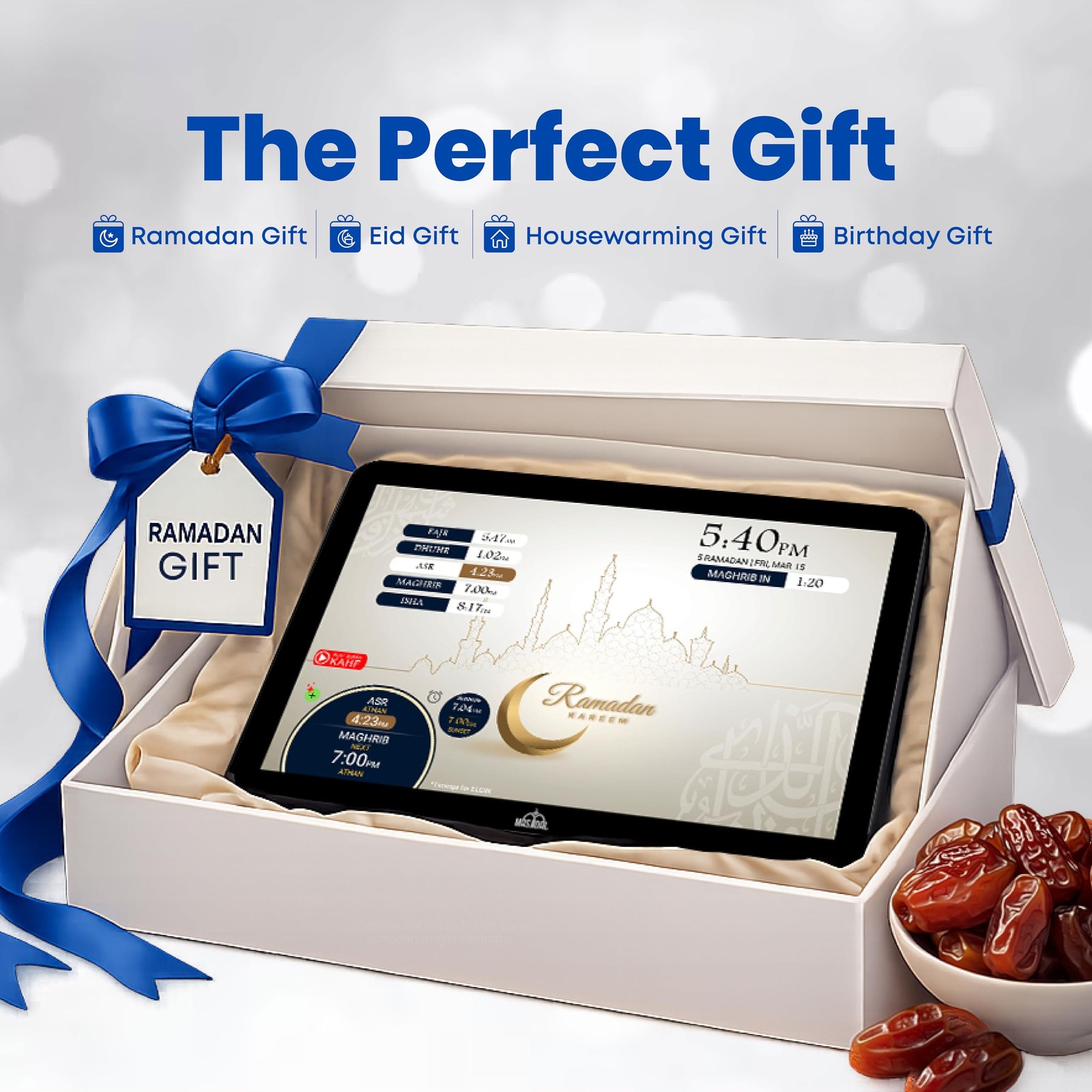 8" Smart WiFi Digital Azan Clock & Islamic Prayer Frame – Automatic Worldwide...